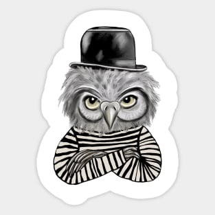 Owl with bowler hat Sticker